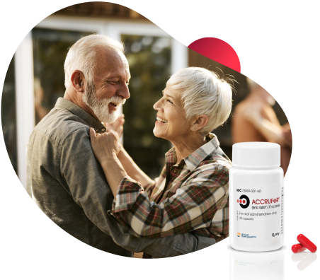 Couple dancing with ACCRUFeR pill bottle overlay